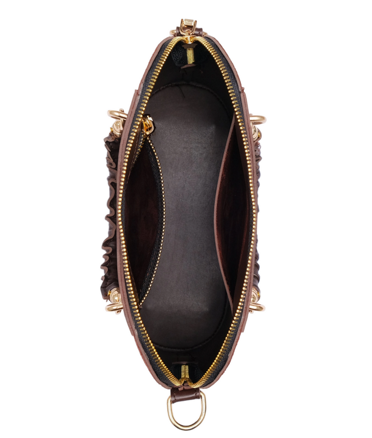 Dark Brown Suede Small Evening Bag