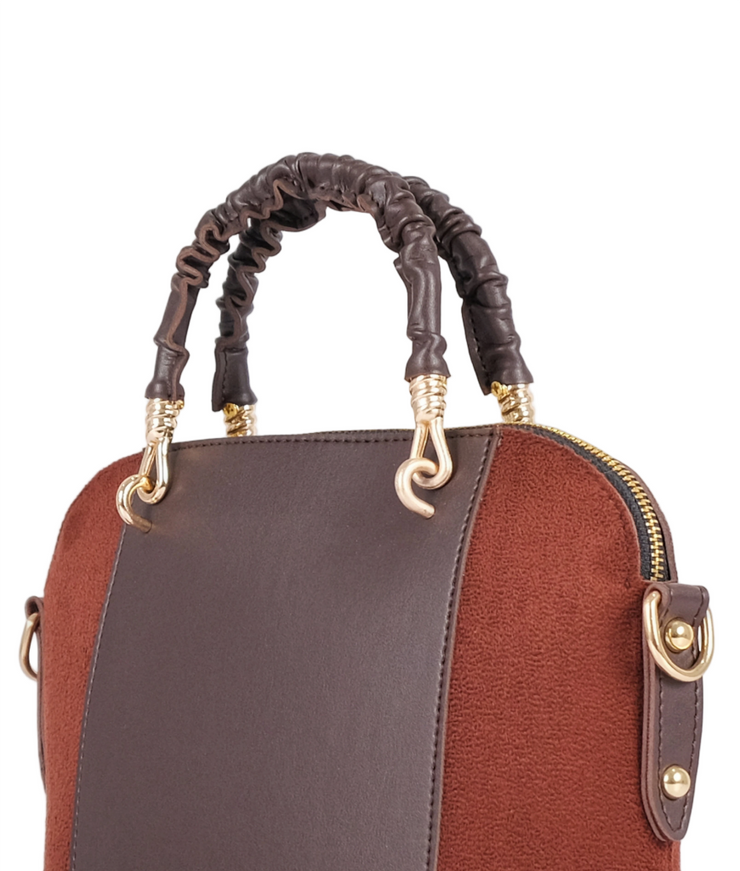 Dark Brown Suede Small Evening Bag