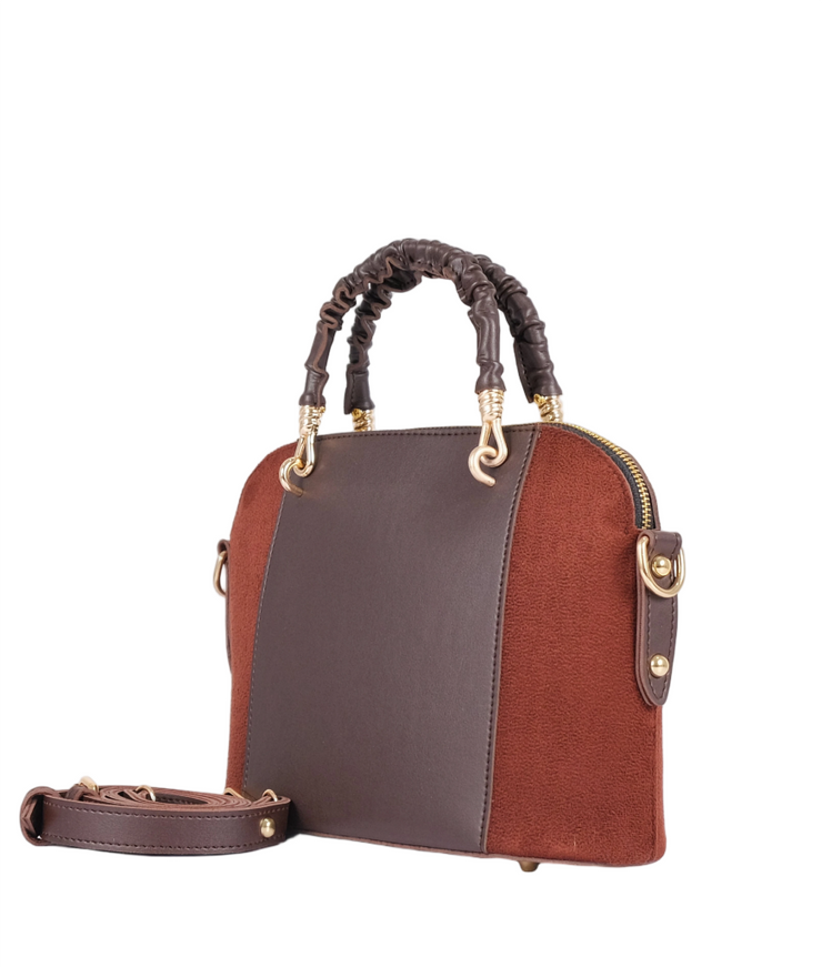 Dark Brown Suede Small Evening Bag